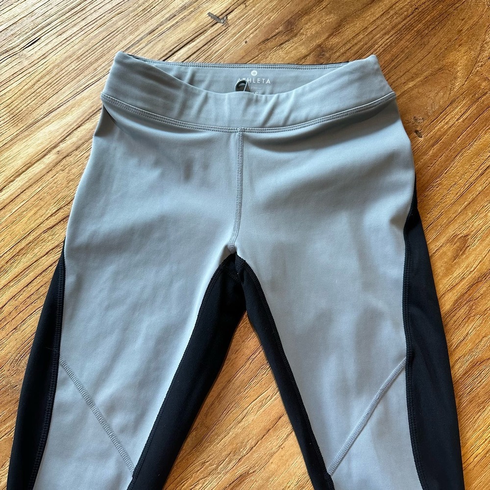 Athleta Women’s Black Grey‎ Stretch Ankle Zip Leggings Workout Gym - Picture 9 of 11